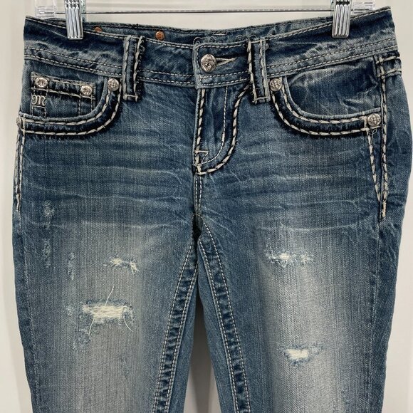 MISS ME Signature Cuffed Capri 100% Cotton Cropped Jeans Size 25 - Picture 3 of 8